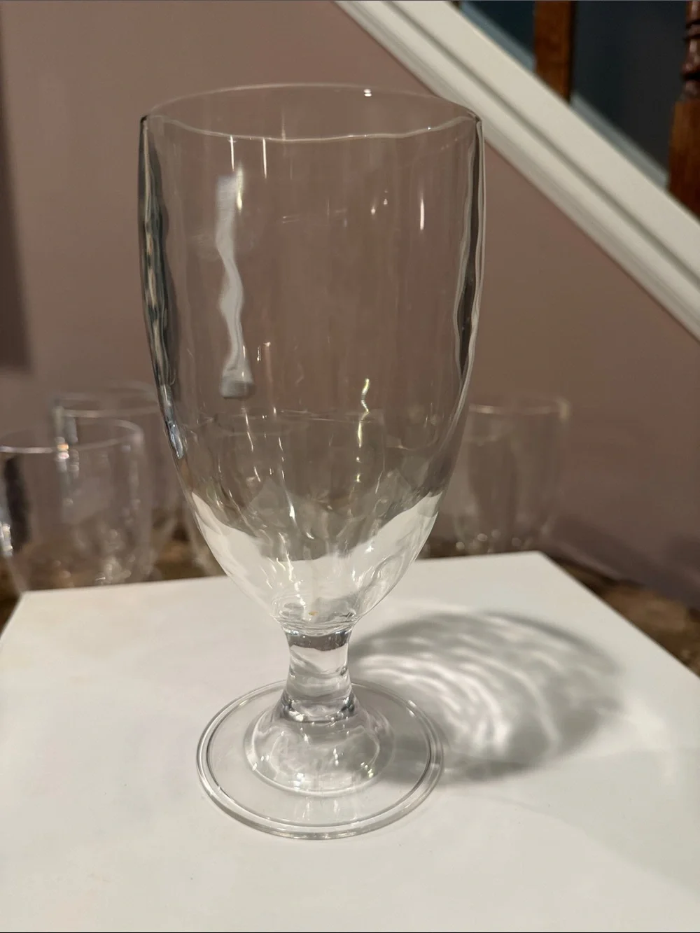 Textured Acrylic Footed Goblet, Tumbler, Ice Tea, Cocktail Glass - Set of 12